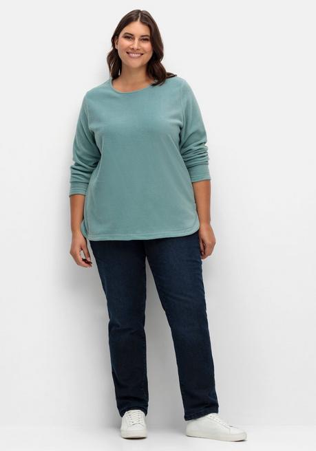 Sheego Fleeceshirt Mit Abgerundetem Saum - Jade Sheego