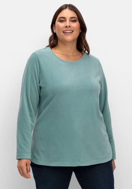 Sheego Fleeceshirt Mit Abgerundetem Saum - Jade Sheego
