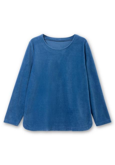 Sheego Fleeceshirt Mit Abgerundetem Saum - Jeansblau Sheego