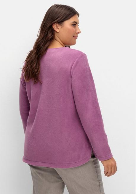 Sheego Fleeceshirt Mit Abgerundetem Saum - Violett Sheego