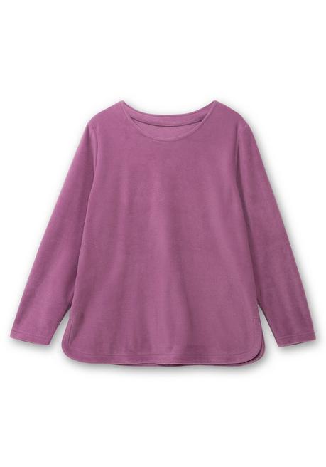 Sheego Fleeceshirt Mit Abgerundetem Saum - Violett Sheego