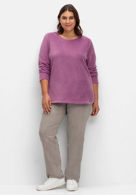 Sheego Fleeceshirt Mit Abgerundetem Saum - Violett Sheego