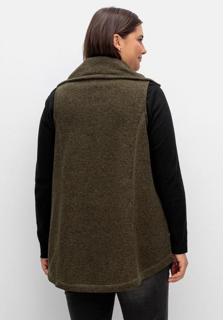 Sheego Fleeceweste Mit Stehkragen, In Melange-Optik - Dunkeloliv Meliert Sheego