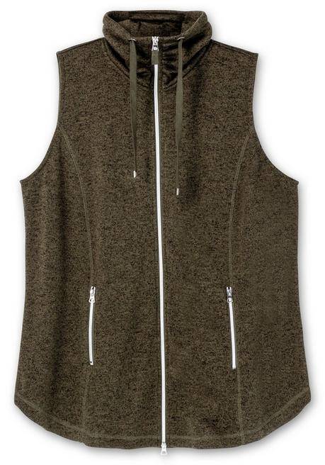 Sheego Fleeceweste Mit Stehkragen, In Melange-Optik - Dunkeloliv Meliert Sheego