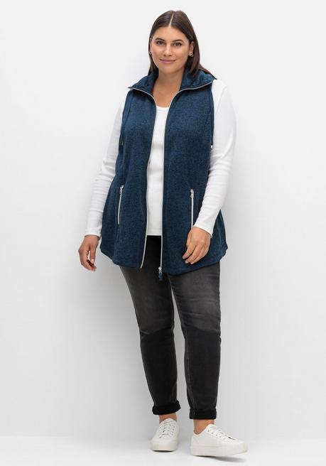 Sheego Fleeceweste Mit Stehkragen, In Melange-Optik - Nachtblau Meliert Sheego