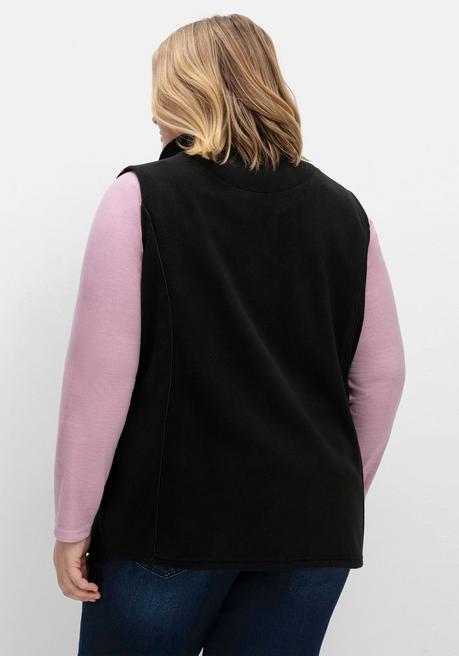 Sheego Fleeceweste Mit Stehkragen Und 2-Wege-Zipper - Schwarz Sheego