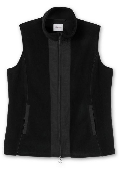 Sheego Fleeceweste Mit Stehkragen Und 2-Wege-Zipper - Schwarz Sheego