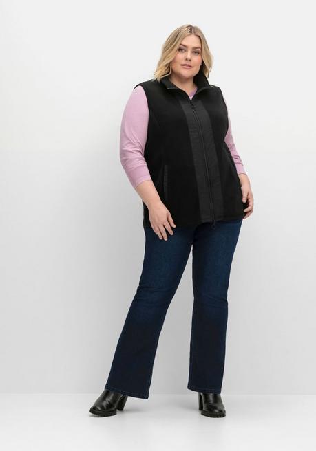 Sheego Fleeceweste Mit Stehkragen Und 2-Wege-Zipper - Schwarz Sheego