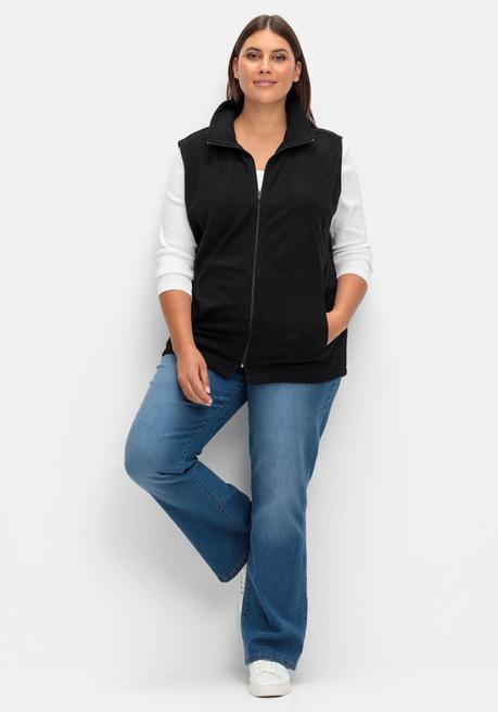 Sheego Fleeceweste Mit Stehkragen Und Anti-Pilling-Effekt - Schwarz Sheego