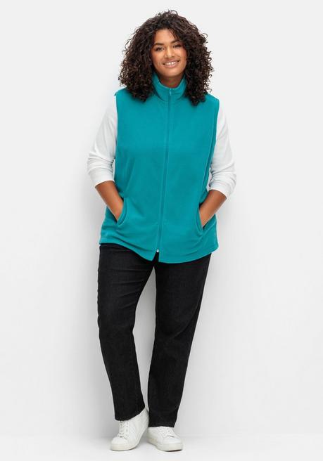 Sheego Fleeceweste Mit Stehkragen Und Anti-Pilling-Effekt - Petrol Sheego