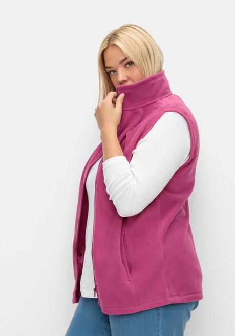 Sheego Fleeceweste Mit Stehkragen Und Anti-Pilling-Effekt - Fuchsia Sheego
