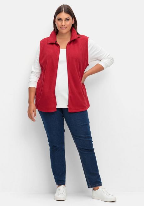 Sheego Fleeceweste Mit Stehkragen Und Anti-Pilling-Effekt - Weinrot Sheego