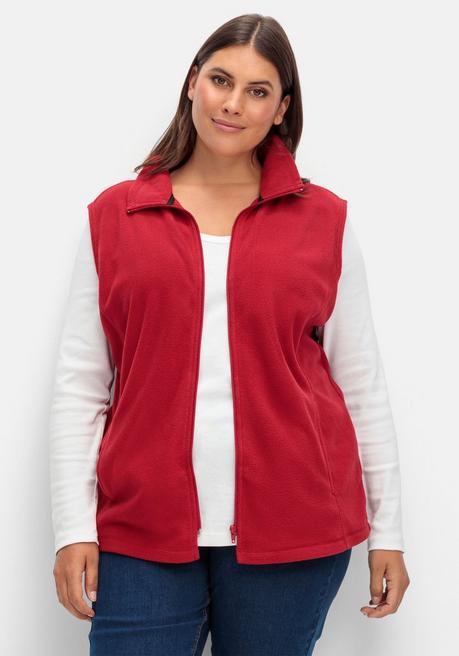 sheego Fleeceweste mit Stehkragen und Anti-Pilling-Effekt - weinrot sheego