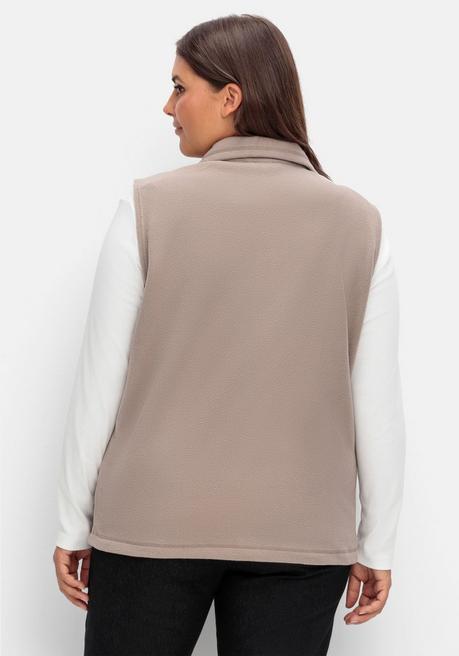 Sheego Fleeceweste Mit Stehkragen Und Anti-Pilling-Effekt - Taupe Sheego