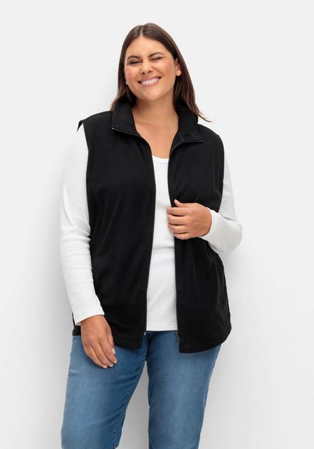 Sheego Fleeceweste Mit Stehkragen Und Anti-Pilling-Effekt - Schwarz Sheego