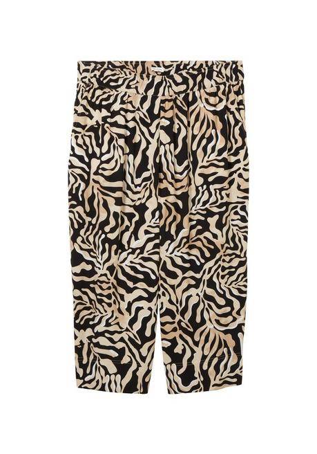 TOM TAILOR Plus Fließende Culotte mit Schlupfbund und Bundfalten - schwarz gemustert sheego