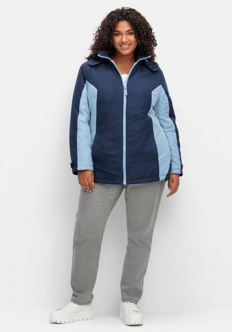 Sheego Funktions-Winterjacke Mit Kontrastdetails - Bleu-marine Sheego