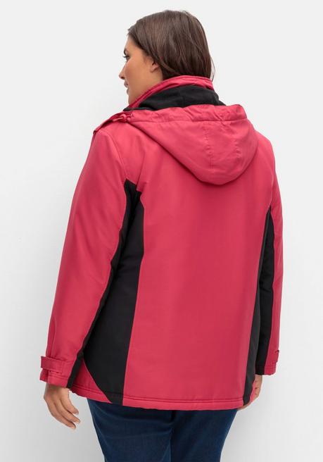 Sheego Funktions-Winterjacke Mit Kontrastdetails - Rot-schwarz Sheego