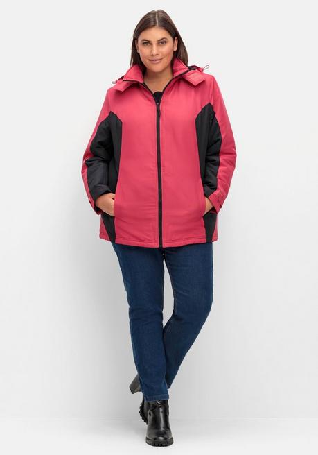 Sheego Funktions-Winterjacke Mit Kontrastdetails - Rot-schwarz Sheego