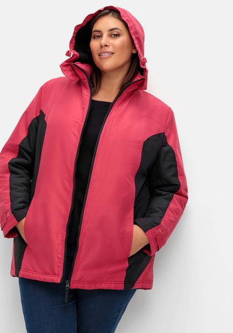 sheego Funktions-Winterjacke mit Kontrastdetails - rot-schwarz sheego