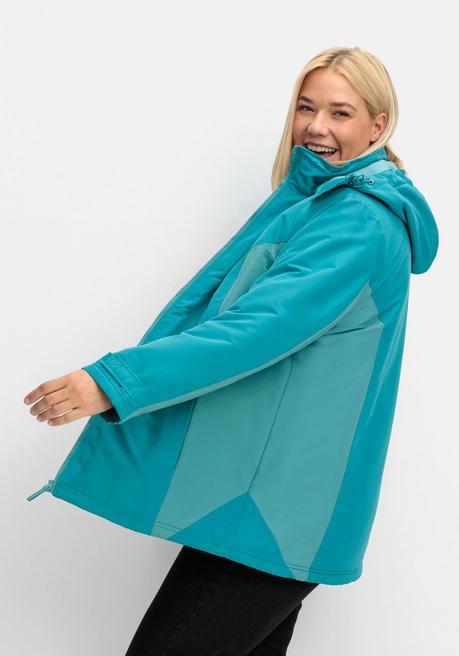 Sheego Funktions-Winterjacke Mit Kontrastdetails - Türkis-blau Sheego