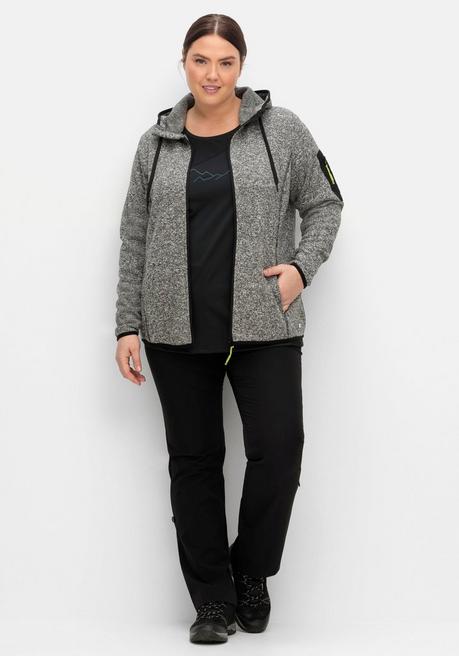Sheego Funktionsjacke Aus Strickfleece Mit Kapuze - Grau Meliert Sheego