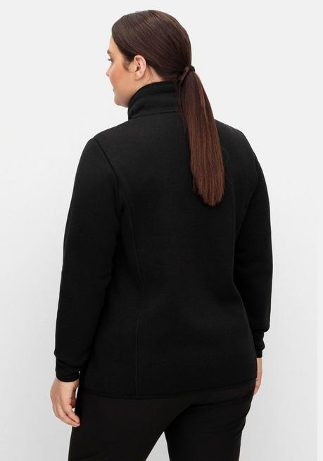 Sheego Funktionsjacke Aus Strickfleece, Mit Stehkragen - Schwarz Sheego