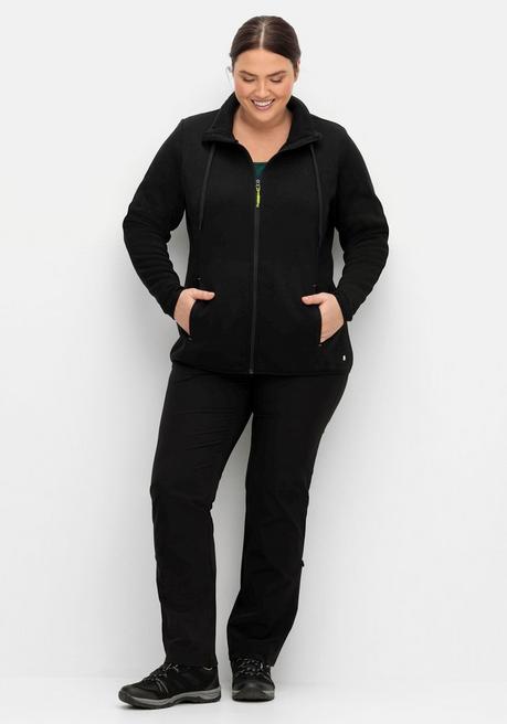 Sheego Funktionsjacke Aus Strickfleece, Mit Stehkragen - Schwarz Sheego