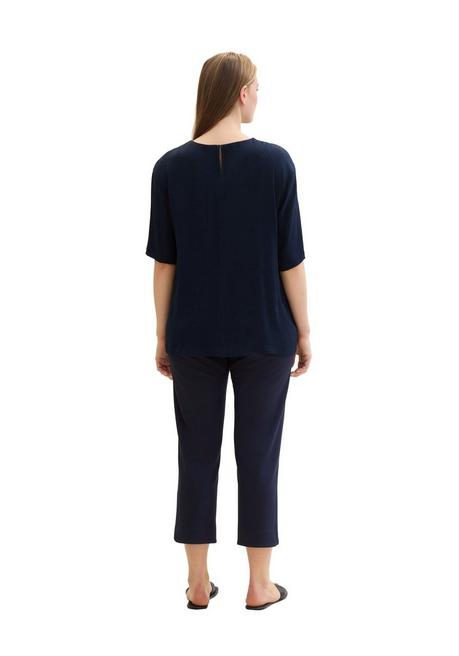 TOM TAILOR Plus Gecrinkelte Tunika Mit Schlüsselloch-Ausschnitt Hinten - Marine Sheego