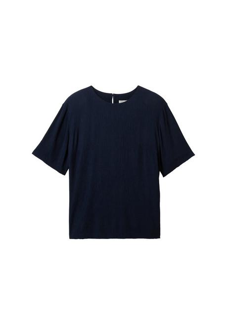 TOM TAILOR Plus Gecrinkelte Tunika Mit Schlüsselloch-Ausschnitt Hinten - Marine Sheego