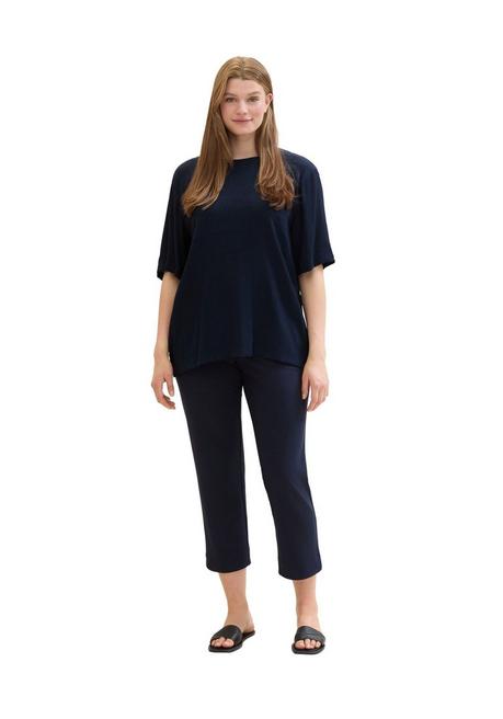 TOM TAILOR Plus Gecrinkelte Tunika Mit Schlüsselloch-Ausschnitt Hinten - Marine Sheego