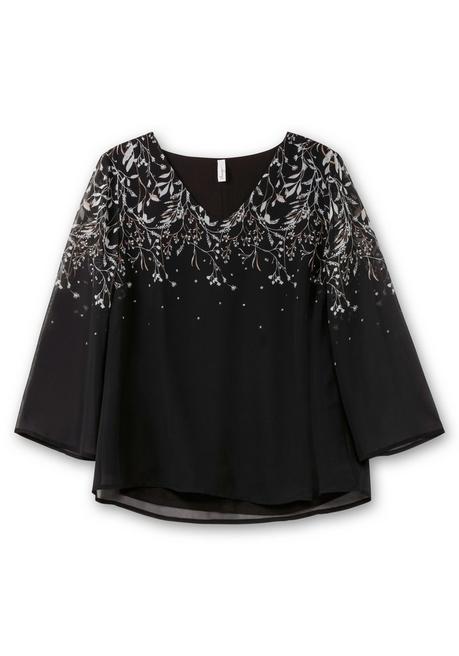 Sheego Gefütterte Chiffontunika Mit Alloverprint - Schwarz-weiß Gemustert Sheego