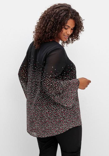 Sheego Gefütterte Chiffontunika Mit Alloverprint - Schwarz Bedruckt Sheego