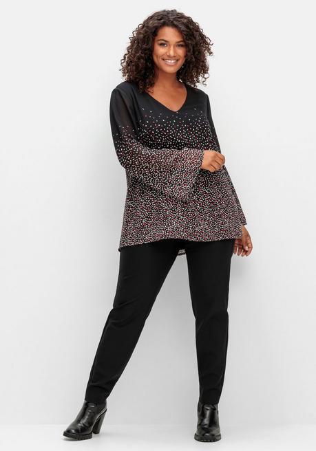 Sheego Gefütterte Chiffontunika Mit Alloverprint - Schwarz Bedruckt Sheego