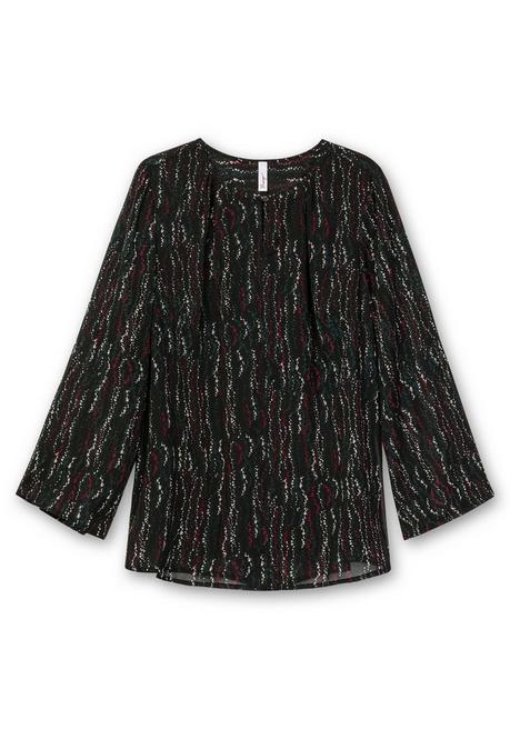 Sheego Gefütterte Chiffontunika Mit Alloverprint - Schwarz Gemustert Sheego