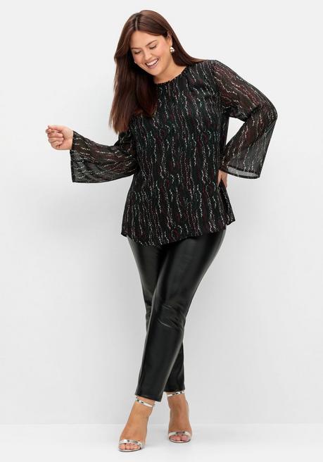 Sheego Gefütterte Chiffontunika Mit Alloverprint - Schwarz Gemustert Sheego