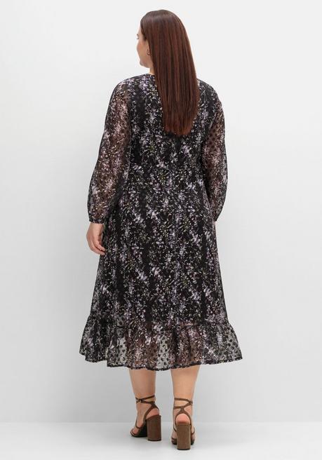 Sheego By Joe Browns Gefüttertes Chiffonkleid Im Mustermix - Schwarz Gemustert Sheego