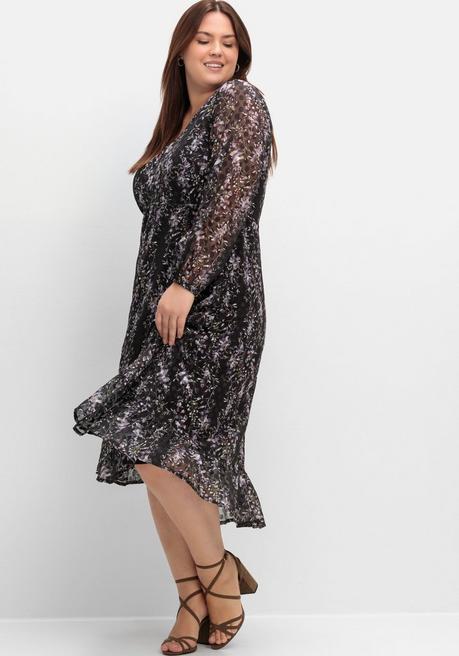 Sheego By Joe Browns Gefüttertes Chiffonkleid Im Mustermix - Schwarz Gemustert Sheego