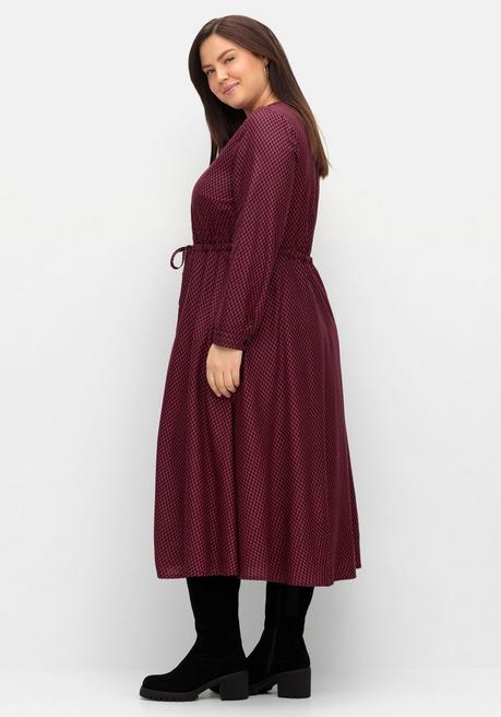 Sheego Gefüttertes Midikleid Mit Alloverprint - Weinrot Gemustert Sheego