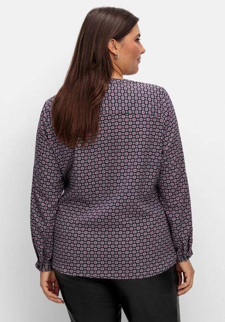 Sheego Gemusterte Tunika In Crêpe-Qualität - Marine Bedruckt Sheego