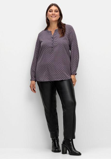 Sheego Gemusterte Tunika In Crêpe-Qualität - Marine Bedruckt Sheego