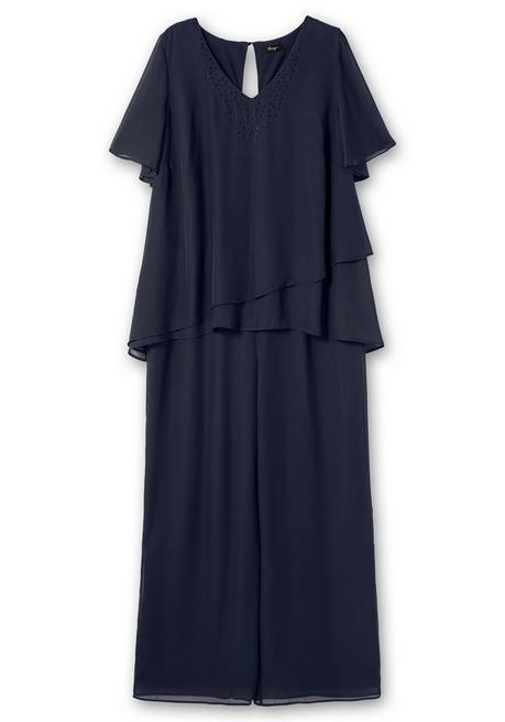 Sheego Georgette-Overall Im Lagenlook, Mit Weitem Bein - Marine Sheego