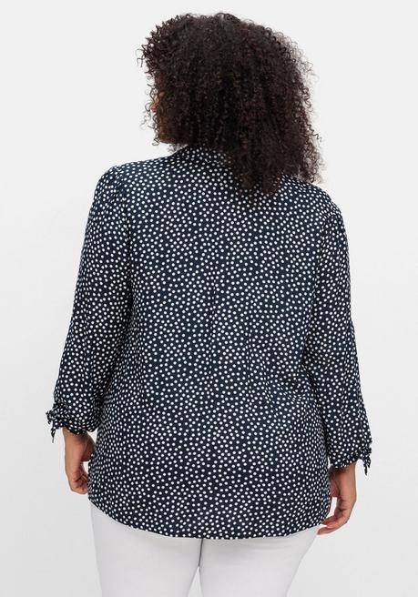 Sheego By Joe Browns Gepunktete Crêpebluse Mit Bindeband Am Arm - Nachtblau Gemustert Sheego