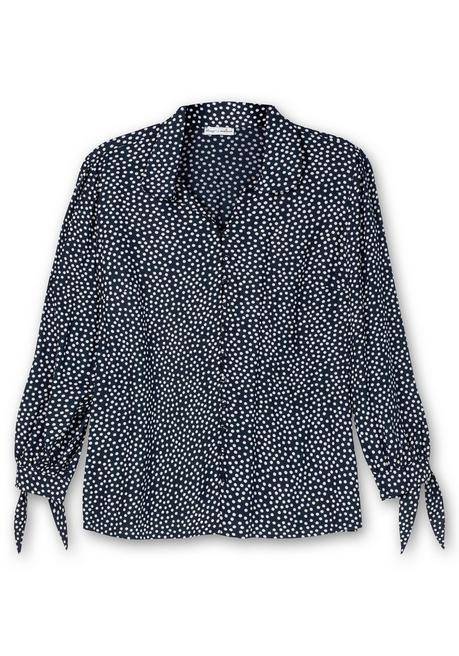 Sheego By Joe Browns Gepunktete Crêpebluse Mit Bindeband Am Arm - Nachtblau Gemustert Sheego
