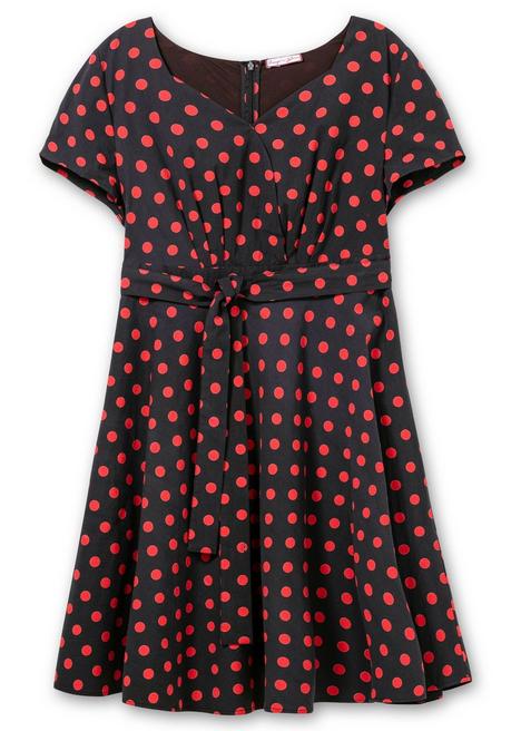 Sheego By Joe Browns Gepunktetes Kleid Mit Herzausschnitt Und Taillenband - Schwarz Gemustert Sheego