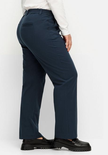 Sheego Gerade Businesshose Mit Biesen Und Teilgummibund - Nachtblau Sheego