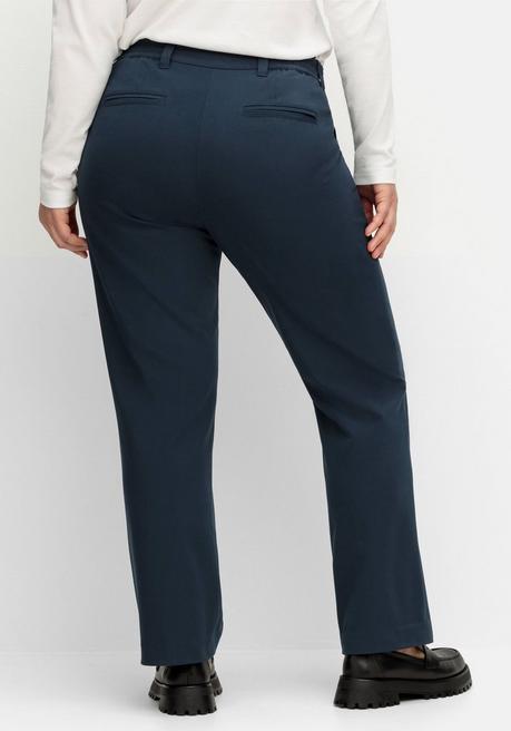 Sheego Gerade Businesshose Mit Biesen Und Teilgummibund - Nachtblau Sheego