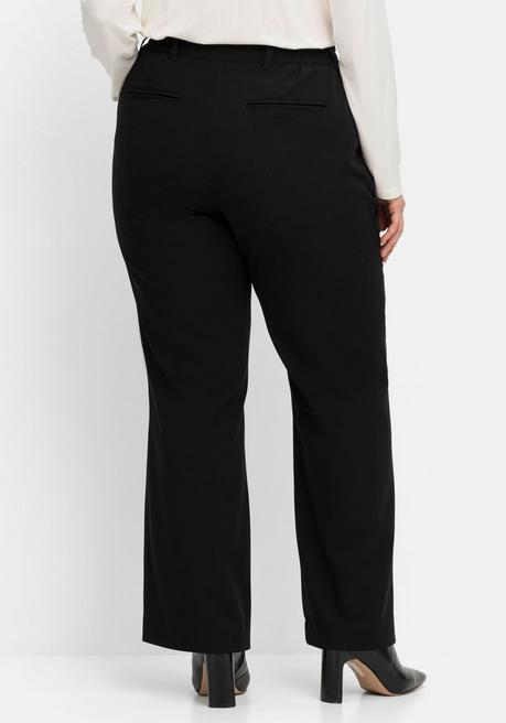 Sheego Gerade Businesshose Mit Biesen Und Teilgummibund - Schwarz Sheego
