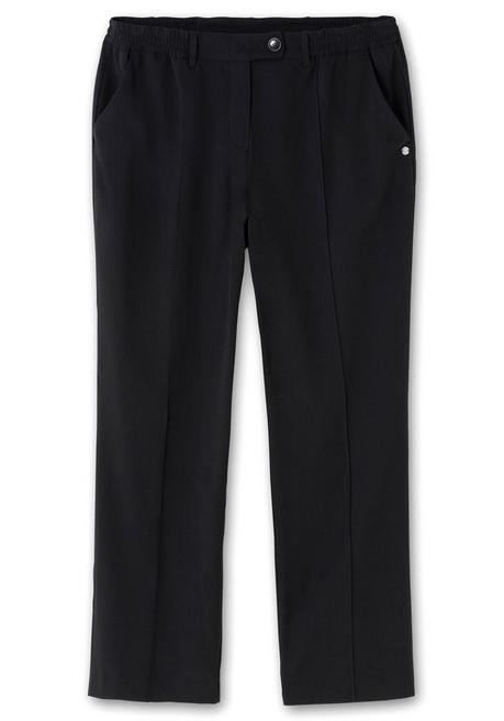 Sheego Gerade Businesshose Mit Biesen Und Teilgummibund - Schwarz Sheego