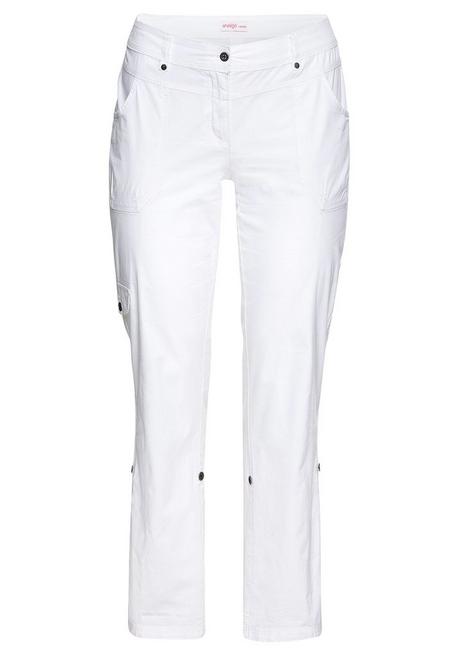 Sheego Gerade Cargo-Hose Mit Krempelbaren Beinen - Weiß Sheego